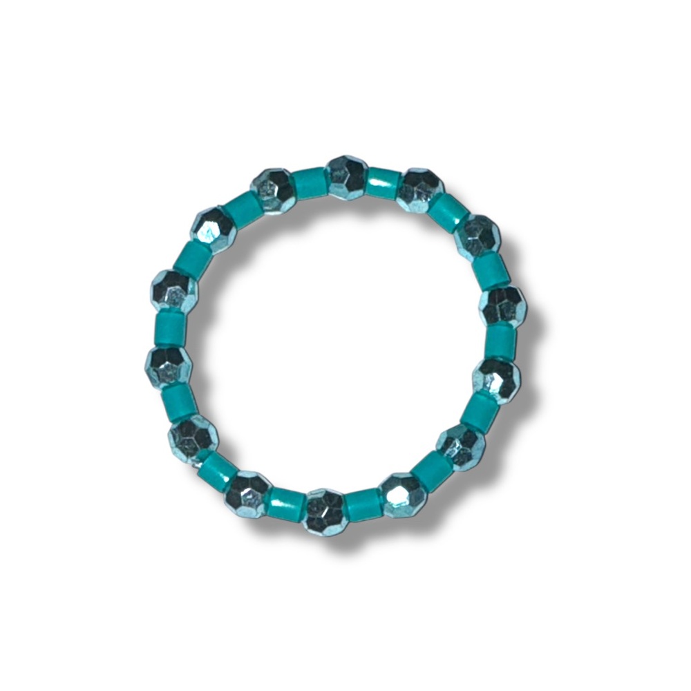 Handcrafted Turquoise Fuse & Metallic Blue Glass Beaded Bracelet